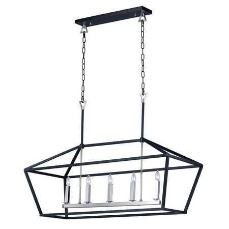 Maxim Lighting Abode 5-Light 18.5" Wide Textured Black / Polished Nickel Chandelier 25157TXBPN